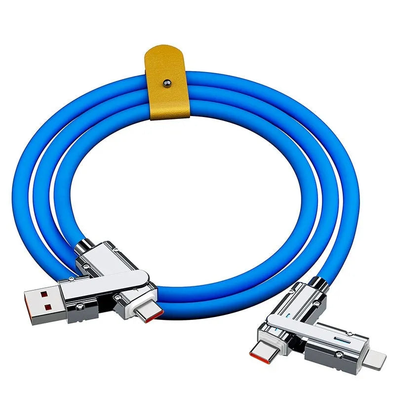 Orange fast charge mobile phone charging cable with zinc alloy connector, 1m length