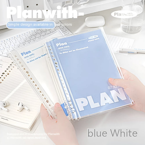 A5 PVC notebook storage can in blue colour showing dimensions of 148mm by 210mm