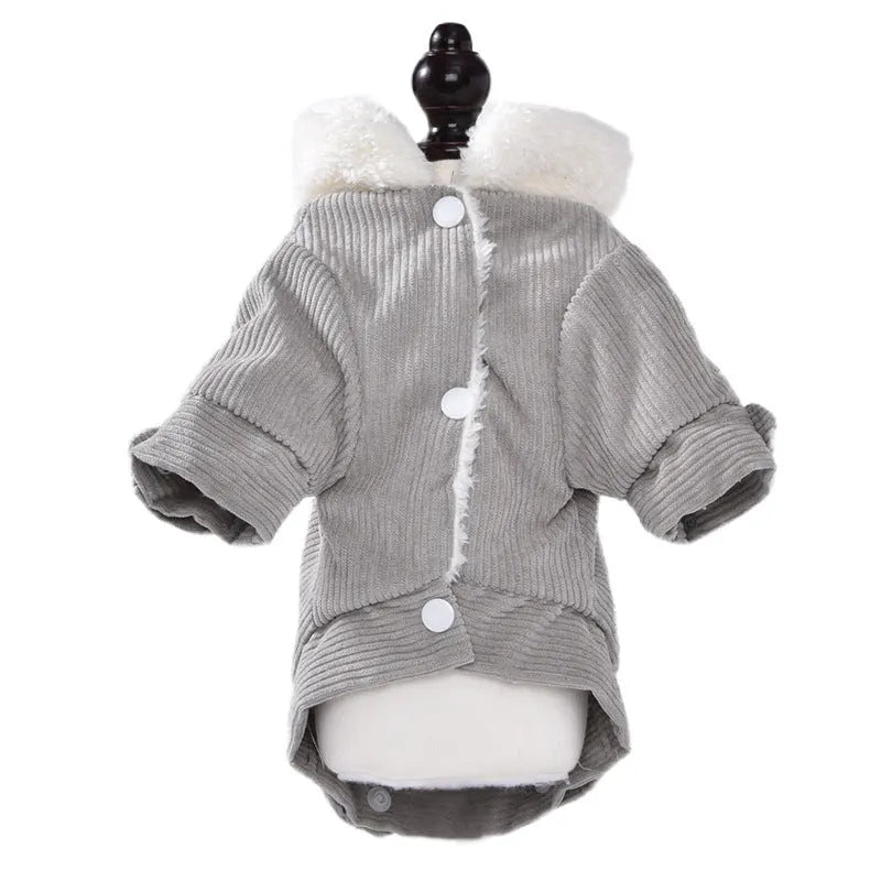 Lambswool grey dog vest with wool lining for autumn and winter wear.