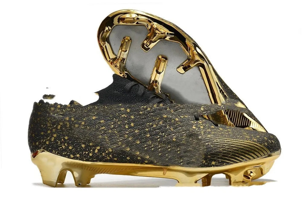Men's built-in air cushion waterproof knitted football shoes with FG studs on rubber sole
