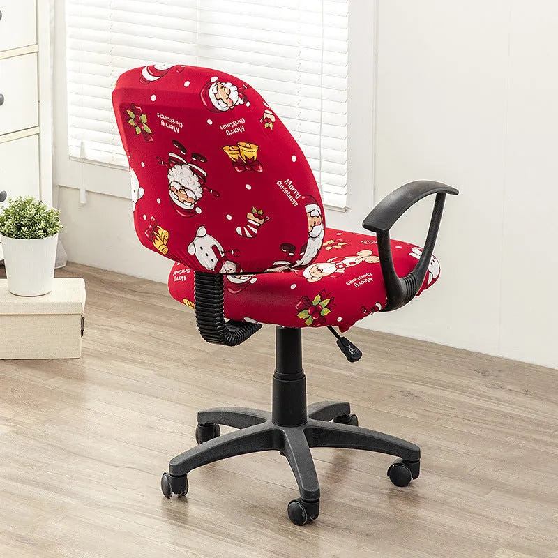 Printed stretch split office chair cover in abstract pattern, free size, polyester fabric for European and American household