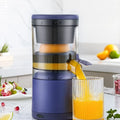 Blue portable USB mini electric juicer 150W with vertical spiral rod cutter head and USB data cable