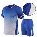 Men's summer sports suit two-piece with gradient digital print, loose short-sleeved T-shirt and shorts, plus size available
