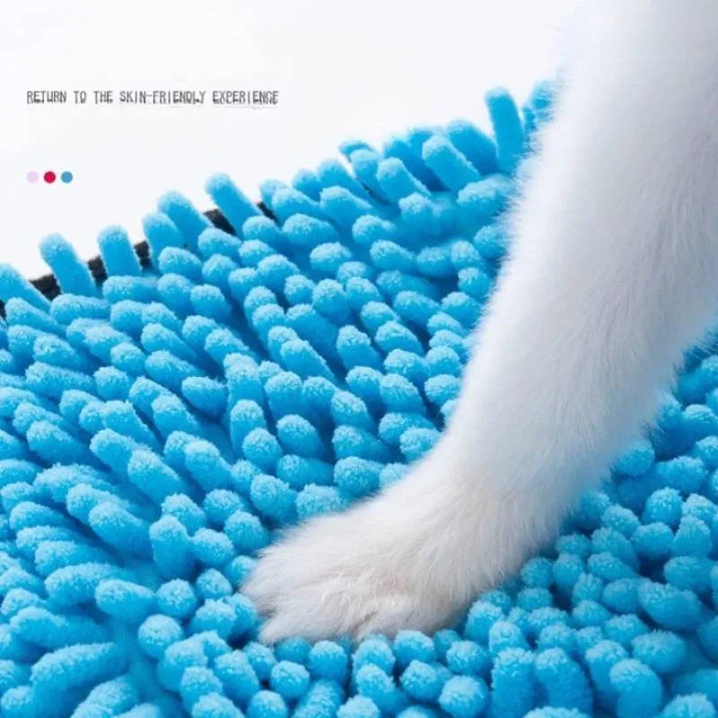 Blue pet bath robe towel measuring 62 by 23 cm for drying dogs and cats