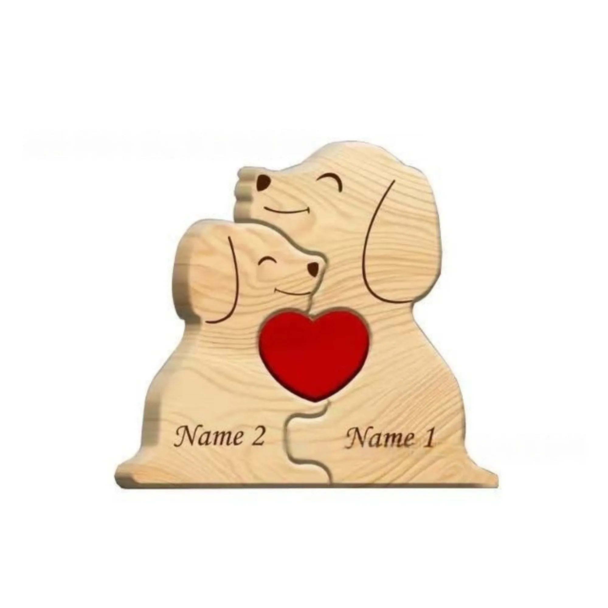 Wooden dog shaped ornament in modern minimalist style with coloured finish for home decor