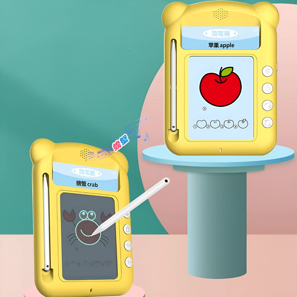 Yellow bilingual educational learning machine with card system for early childhood development