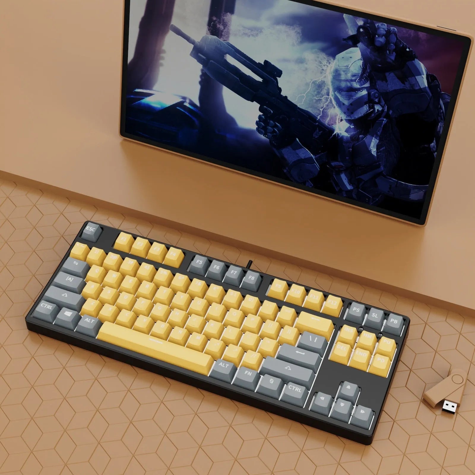 87-key wired mechanical keyboard with two-colour backlighting and hot-swappable switches