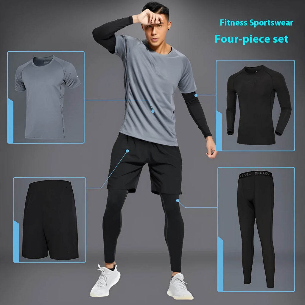Sports suit short sleeve and pants set in grey, black or white with Vinylon fabric and polyester lining