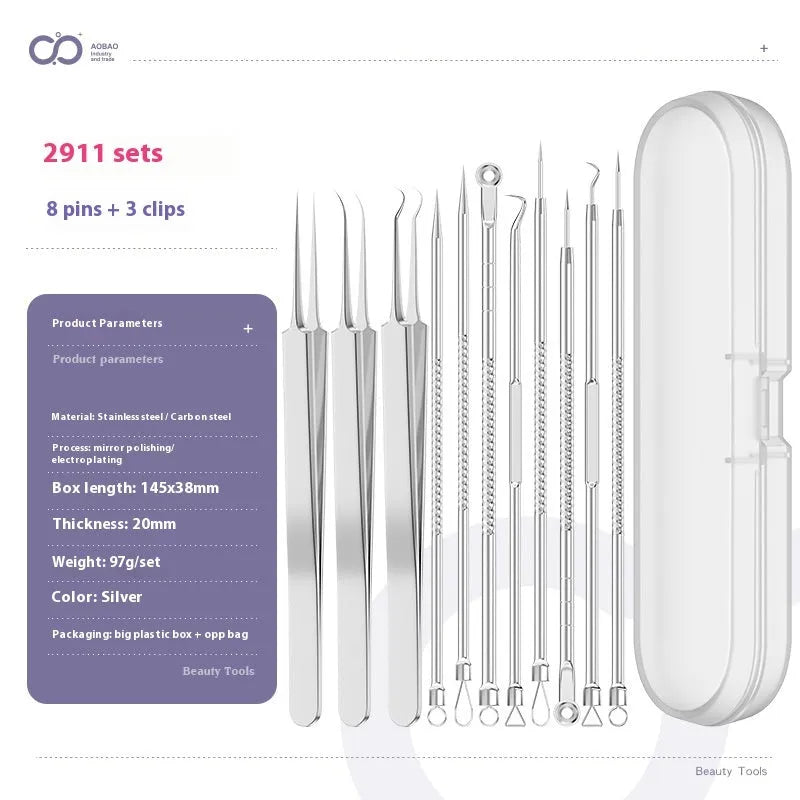 Four metal acne needles with ultra fine points, shown in assorted colours from a 33-option range.