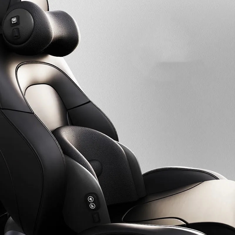 Electric massage cushion with memory foam on a car seat, shown in mocha brown colour.