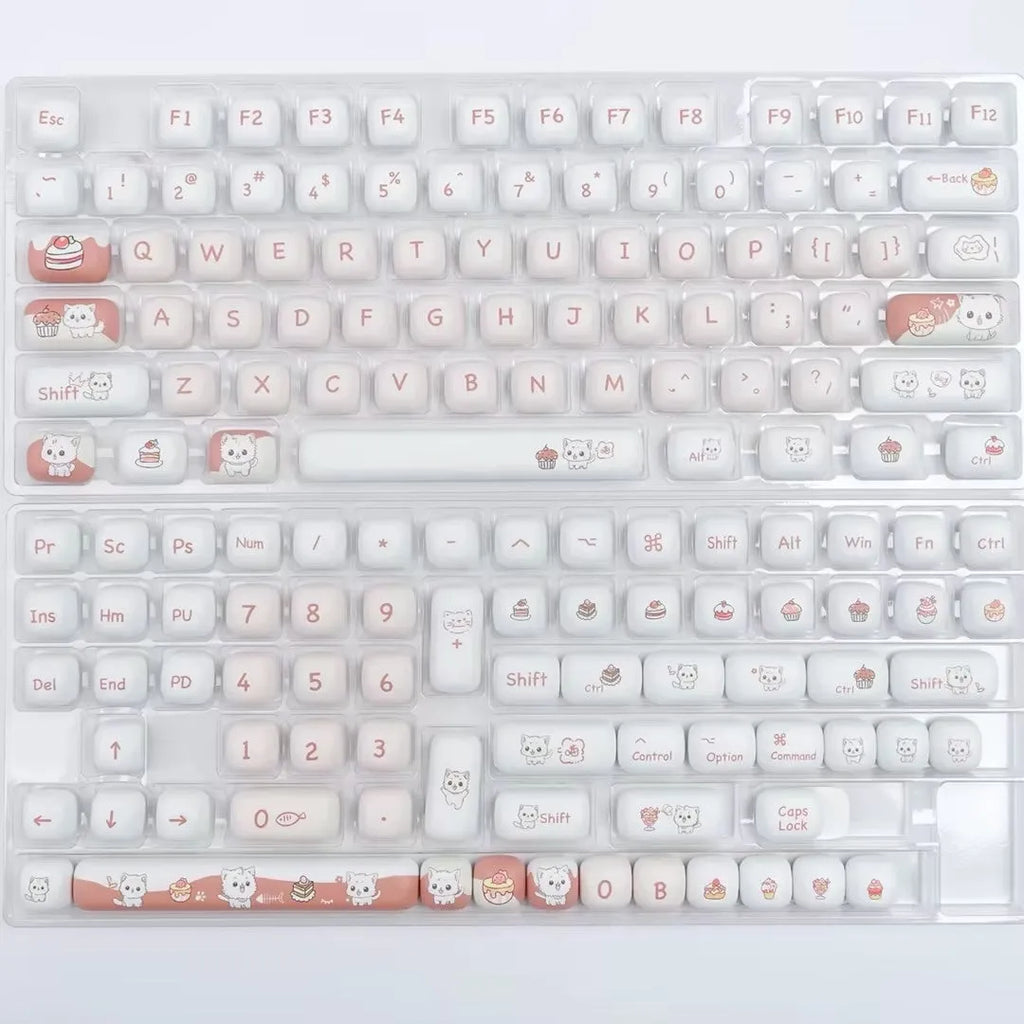 Cartoon dessert cat sublimation printed mechanical keyboard key caps with colourful MOG designs