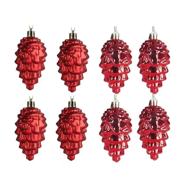 Plastic Christmas hat tree pendant in champagne gold, 7cm size, with loop for hanging