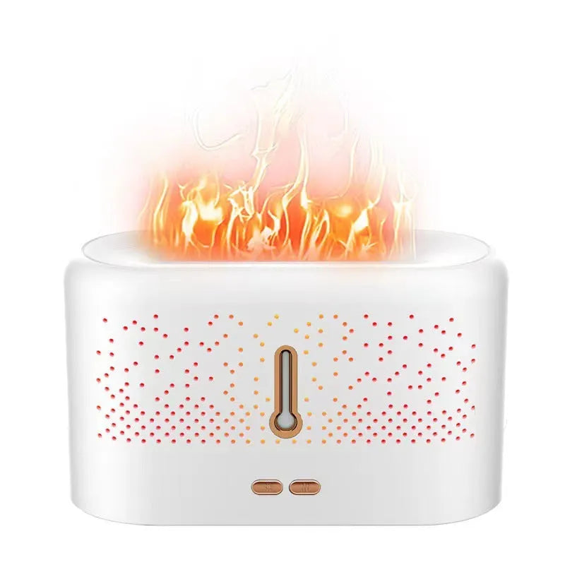 White ultrasonic aromatherapy diffuser with 200ml tank, USB cable, and essential oil bottle on a desk