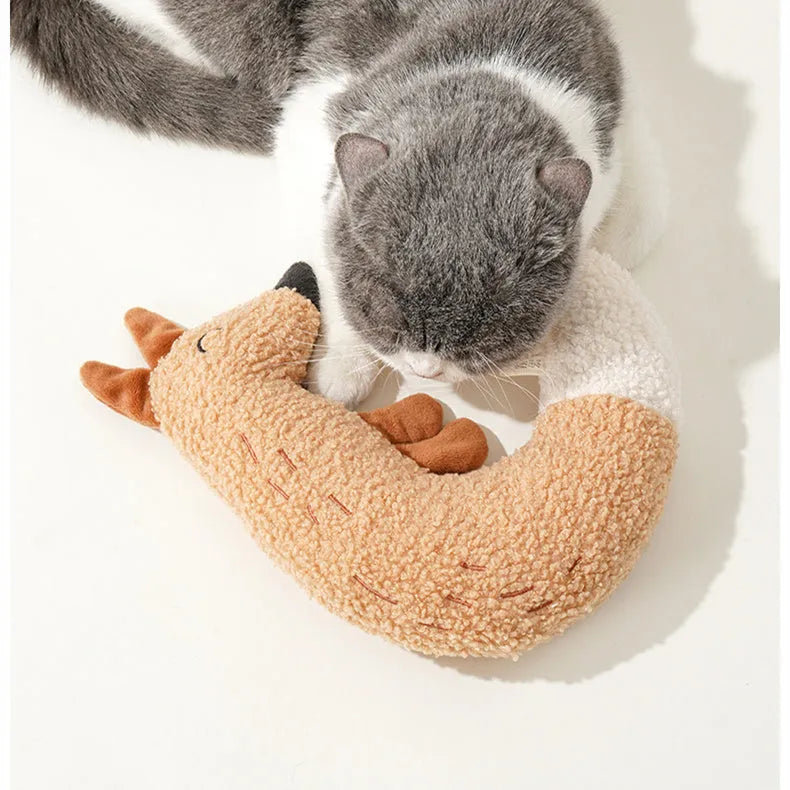 Cartoon fox and duckling pet chew toys with soft plush fabric and crinkly sound filling