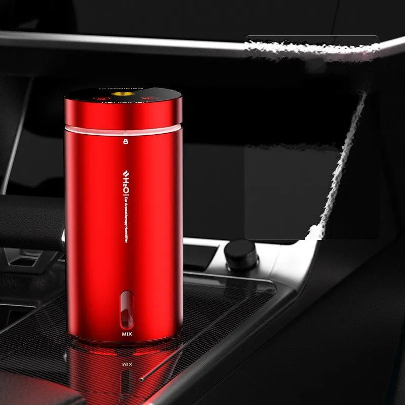 Vehicle mounted humidifier with 2.6-4.0L tank, USB power, square metal body, and single fog outlet