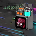 Dark grey touch screen wireless Bluetooth speaker with compact ABS case.
