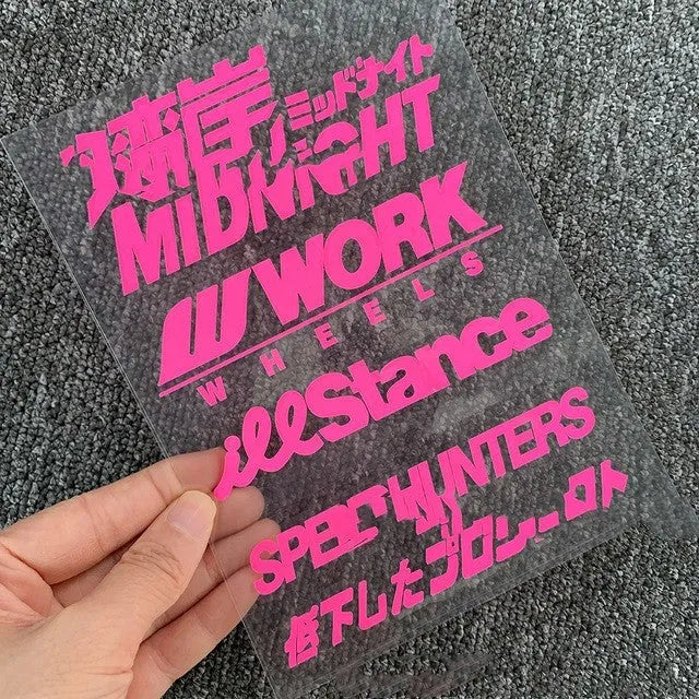 Reflective bumper sticker for motorcycle, PET material, dimensions 16cm by 11cm.