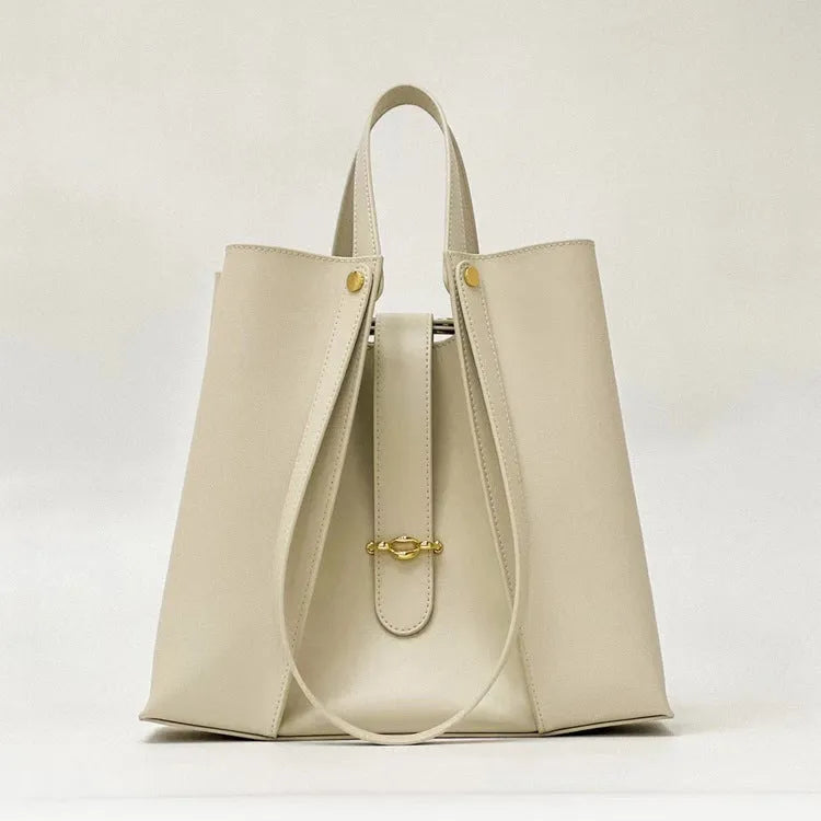 Genuine leather large capacity tote bag with suede lining in brown colour, 29cm x 8.5cm x 27cm