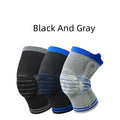Cotton knee pads with silicone shock absorber in black and blue colour combination