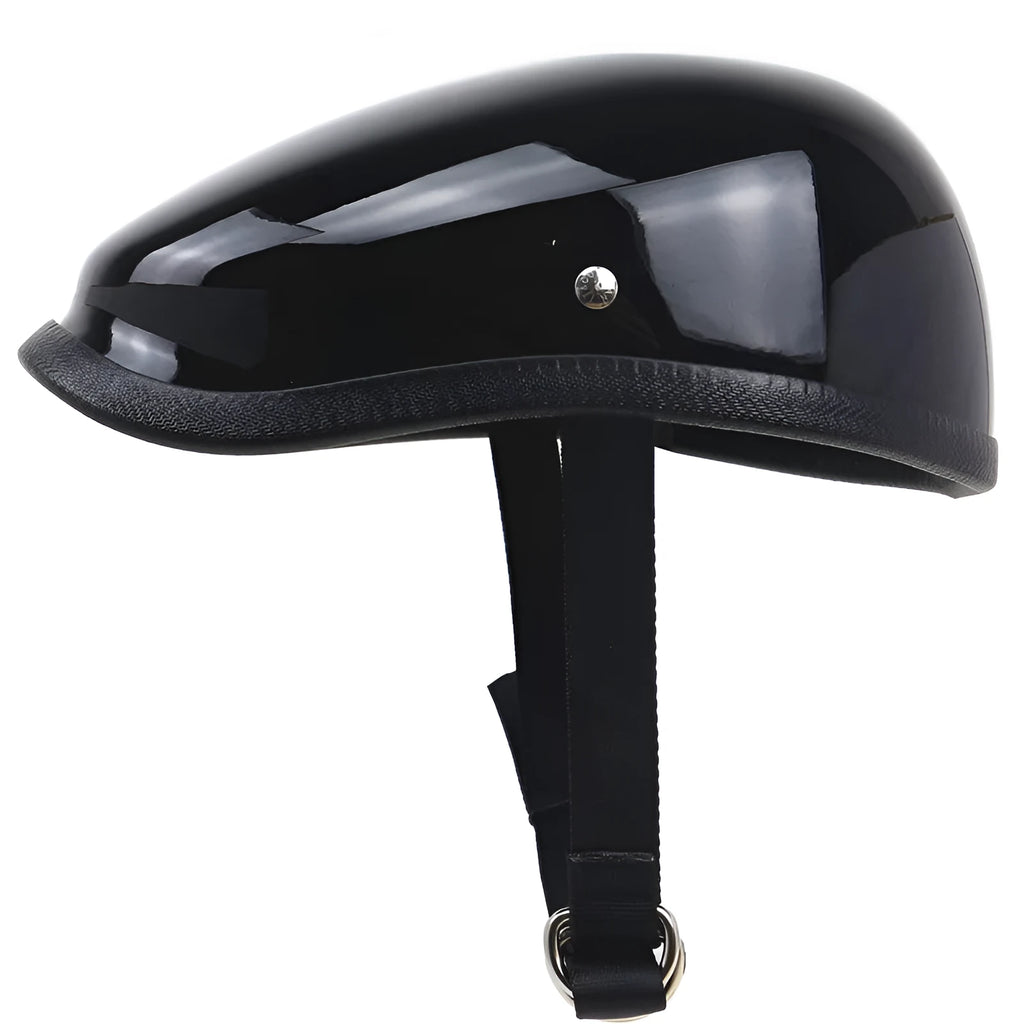 Japanese retro beret half helmet bright black fibreglass lightweight motorcycle electric bicycle