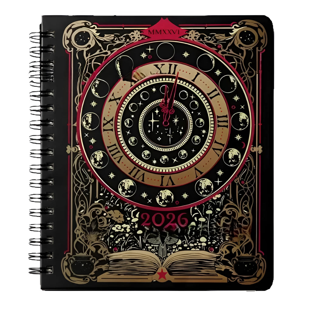 2026 weekly planner notepad with 100 pages, 80gsm paper, 21 x 14.5cm sheets and Black Clock or Harry Potter 2 cover