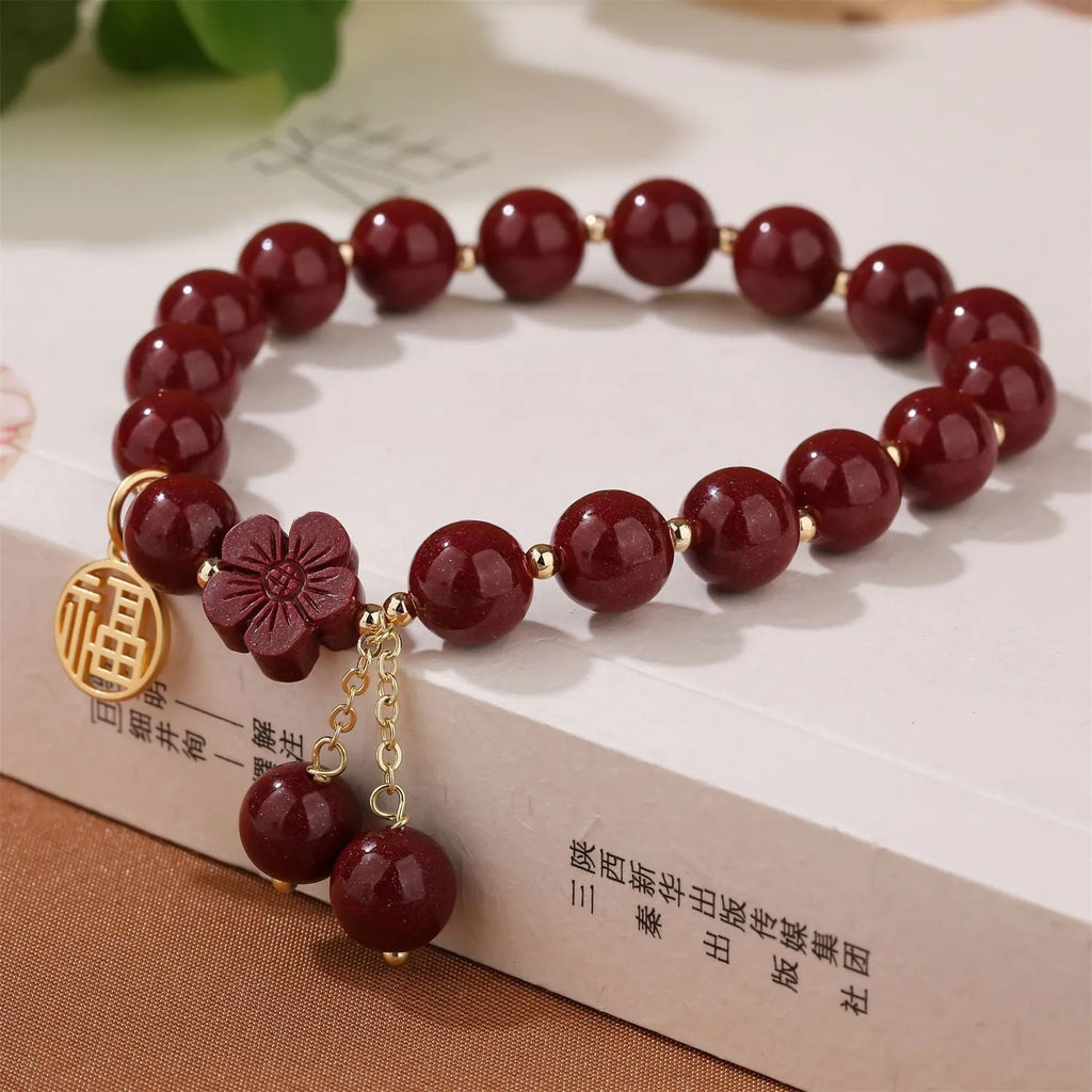Retro women's purple gold sand Fu character bracelet with tassel detailing and national style design