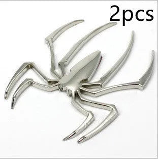 Three-dimensional zinc alloy spider bumper sticker in metallic colours