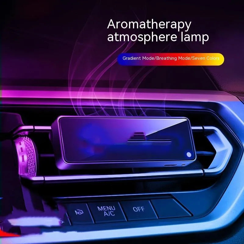 Black car vent clip aromatherapy diffuser with LED light and fragrance sticks