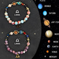 Two adjustable natural stone beaded bracelets with sliding knots, showing 6-8mm gemstone beads for zodiac signs.