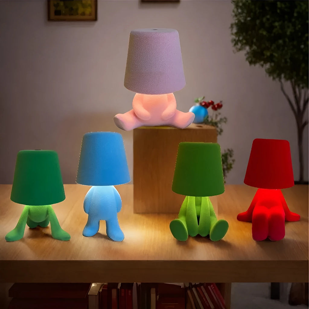 Thinker small gold statue LED night lamp for restaurant or bar table, USB powered, available in five colours