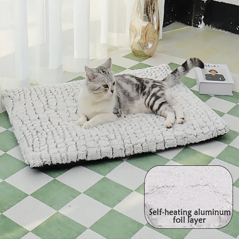 Warm cloth pet pad for winter sleep, sizes S 50x40cm and M 70x48cm, for dogs and cats