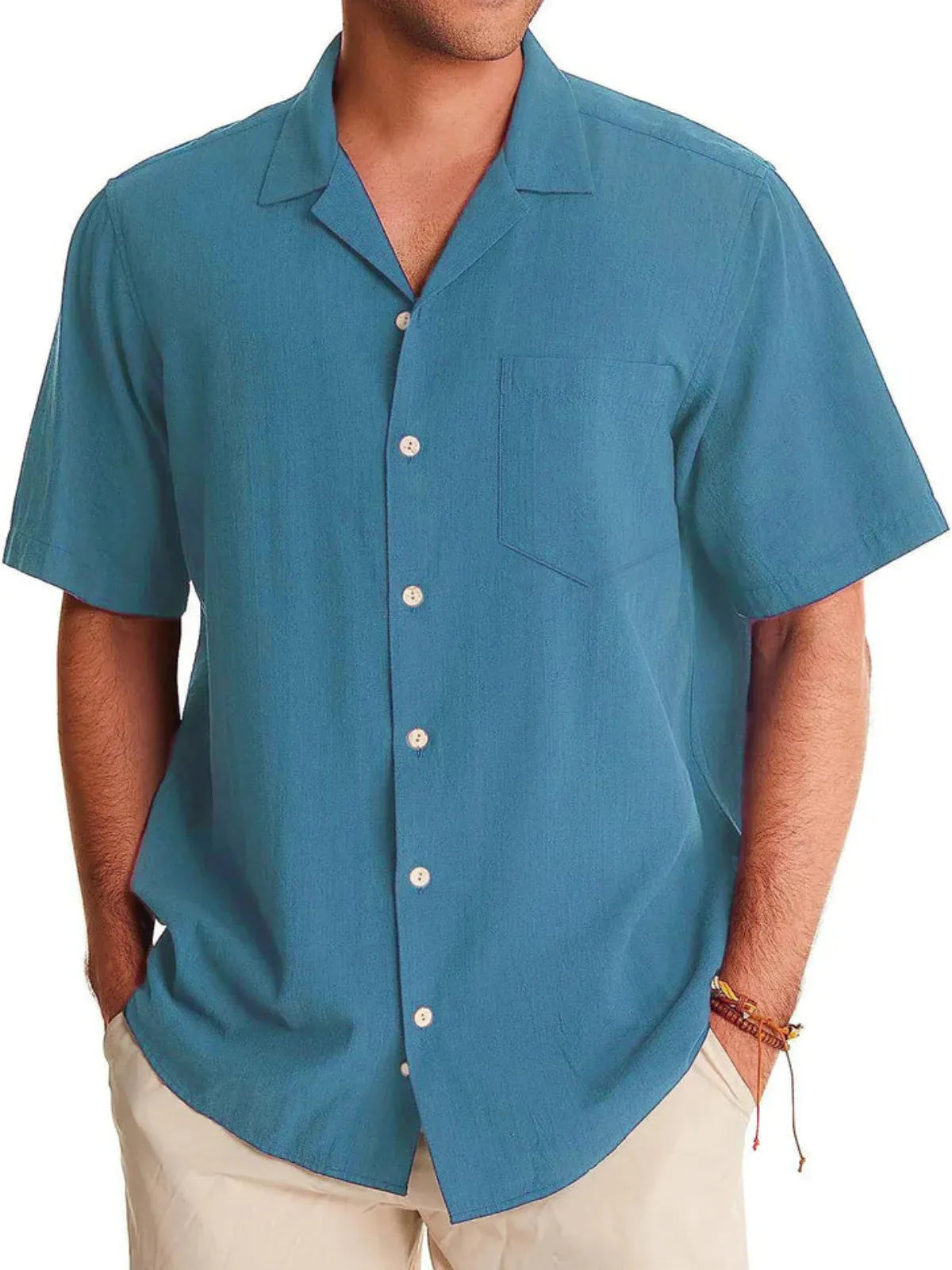 Men's plus size Hawaiian shirt with digital flower print, short sleeves, and cardigan style in apricot colour