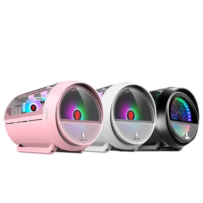 Vertical HTPC computer case with 20cm RGB fan, black colour option