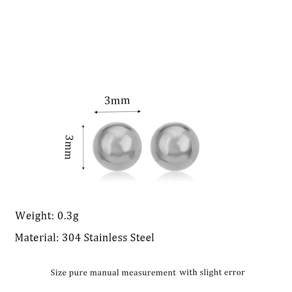 Stainless steel 18K gold-plated ball stud earrings in geometric round design