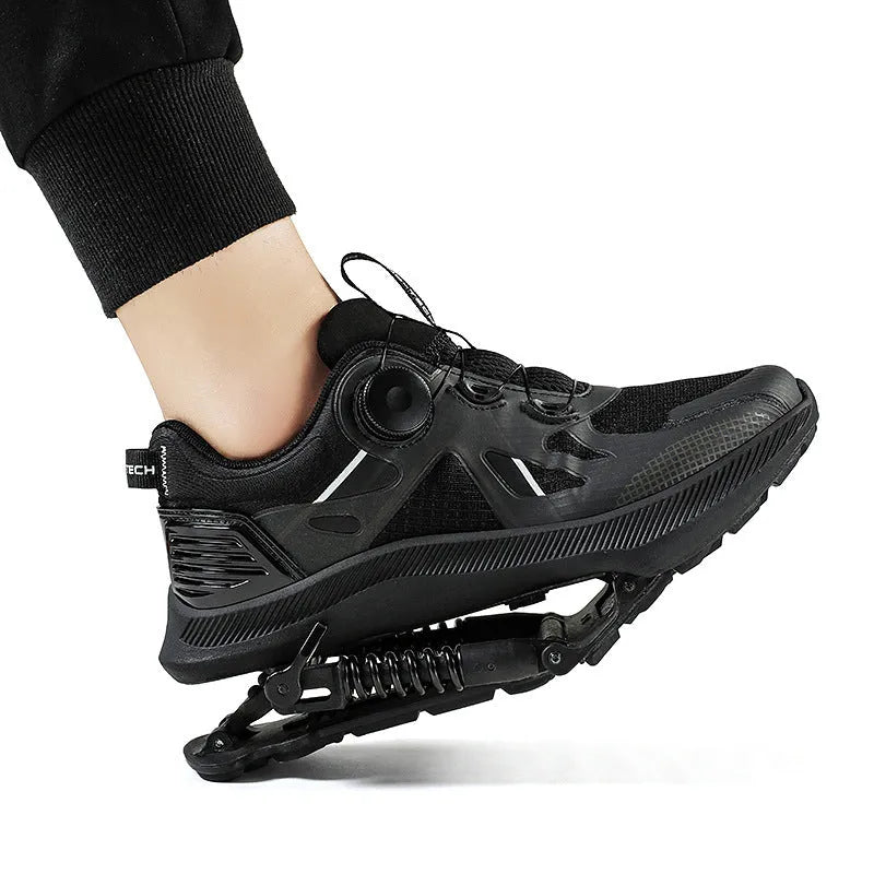 Black mesh running shoes with rubber EVA sole, middle top height, unisex sizes 35-45