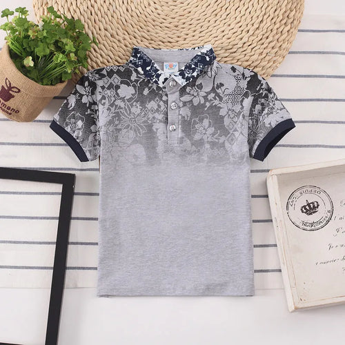 Boys short sleeve cotton shirt with lapel collar in solid colours for children aged 3-8