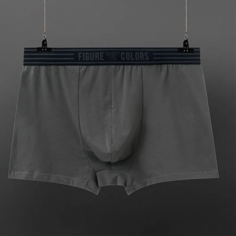 Men's cotton knitted low-waist boxers in solid colours, size range M to 3XL, nine colour options