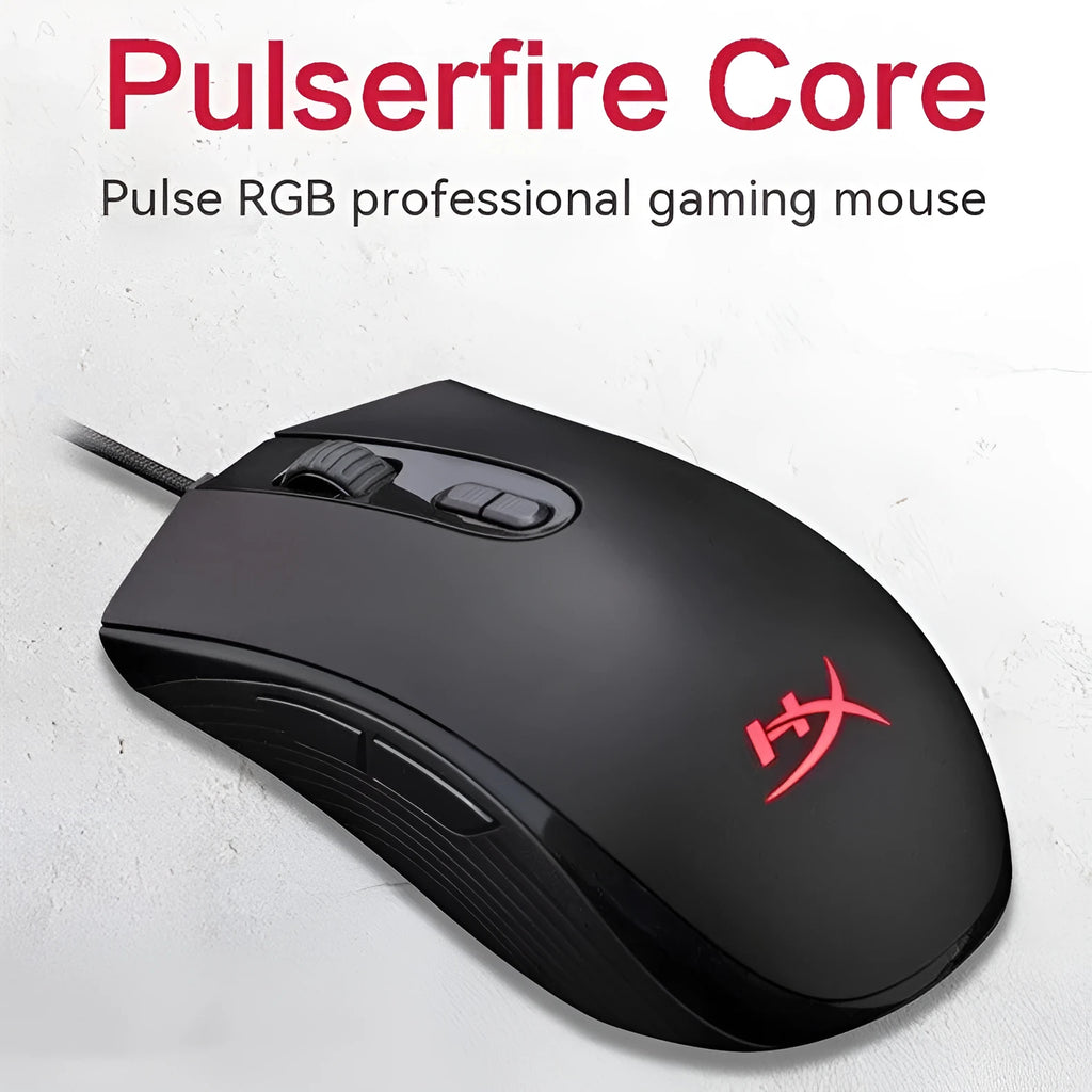 Pulsefirecore RGB wired gaming mouse in black with photoelectric sensor and 1.8m USB cable