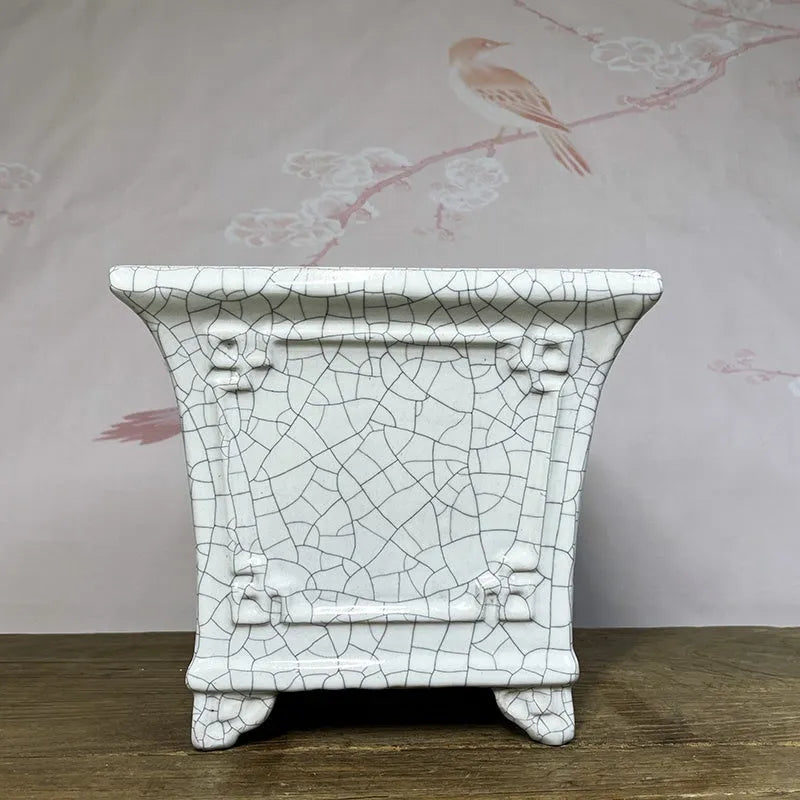 27cm ceramic square flower pot with retro red glaze changing finish for orchids
