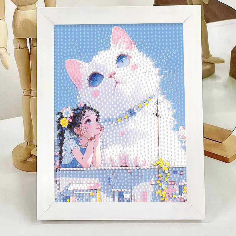 Children's diamond painting kit with cartoon panda on canvas, includes plastic frame and acrylic diamonds