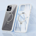 Rotating MagSafe magnetic bracket phone case for iPhone in black, with fold-out stand and anti-fall PC TPU cover.