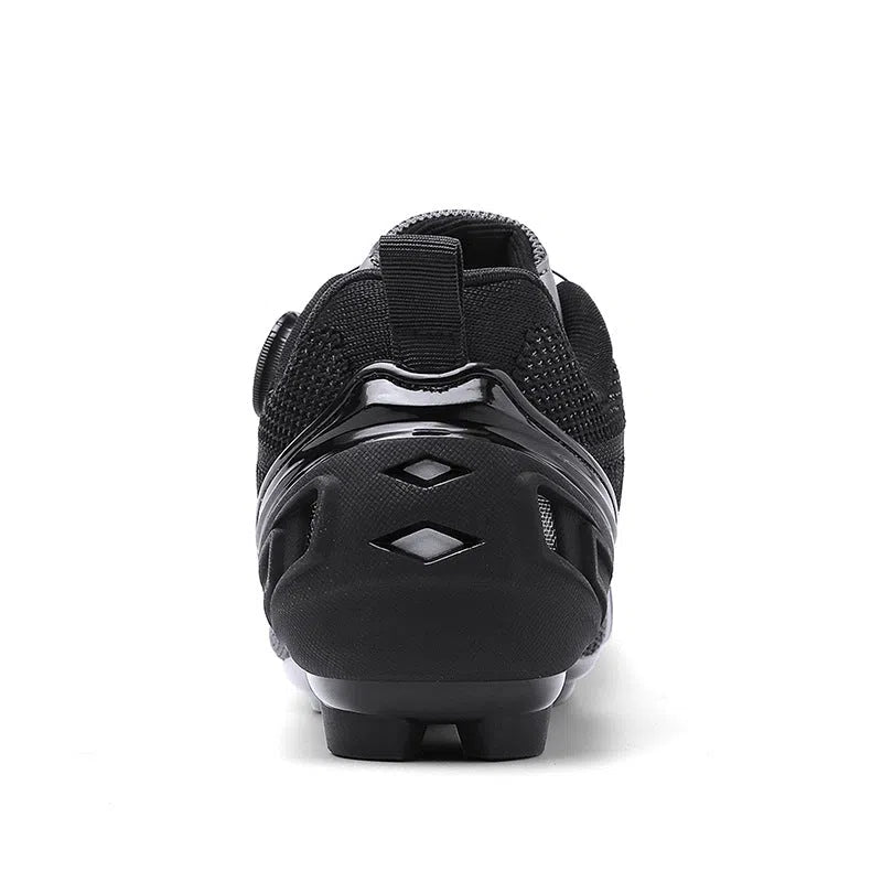 Breathable lightweight road cycling shoes in black with neutral fit