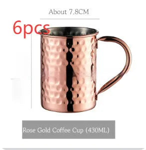 Stainless steel Moscow Mule cup with copper-plated finish in silver, gold, rose gold or black colour options
