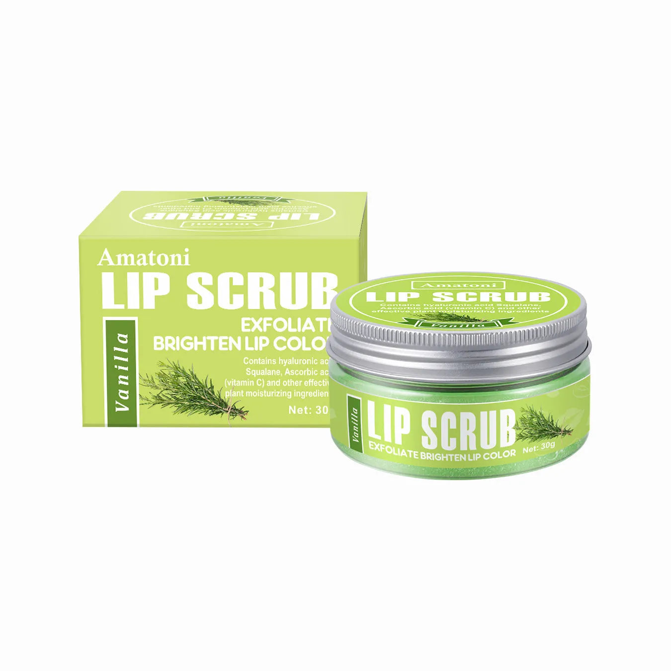 Amatoni lip scrub cream pot in fruit flavours for exfoliating and moisturising lip care