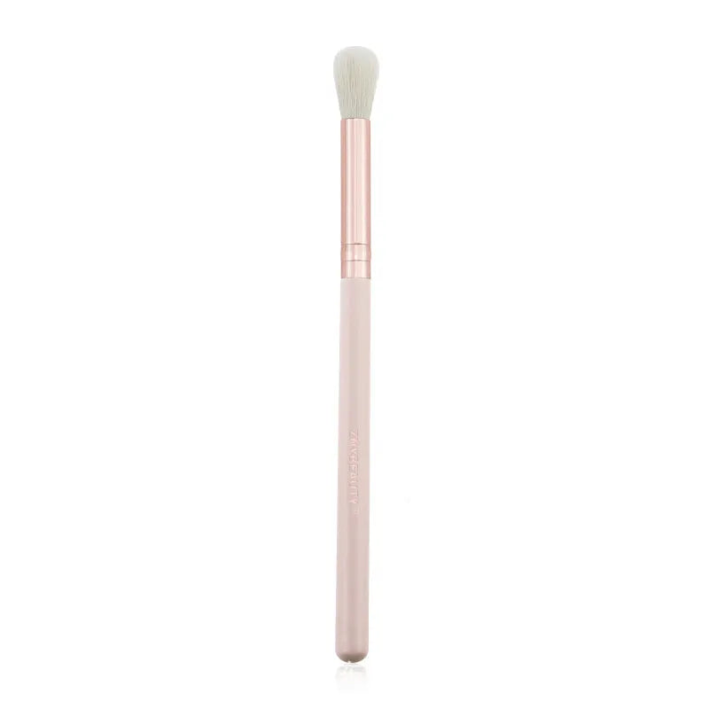 26 pink-handled makeup brushes with wool bristles in a PU travel case