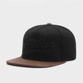 Red and black cotton adjustable baseball cap with embroidered letter pattern and short brim
