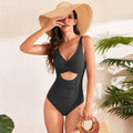 High waist cross pack pleated one-piece swimsuit in nylon, sleeveless, solid colours