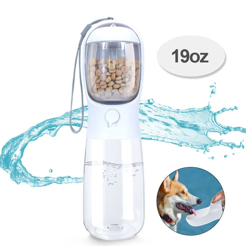 Cat and dog outdoor portable brigade kettle water cup in milk white – 550ml detachable dual-purpose plastic pet cup
