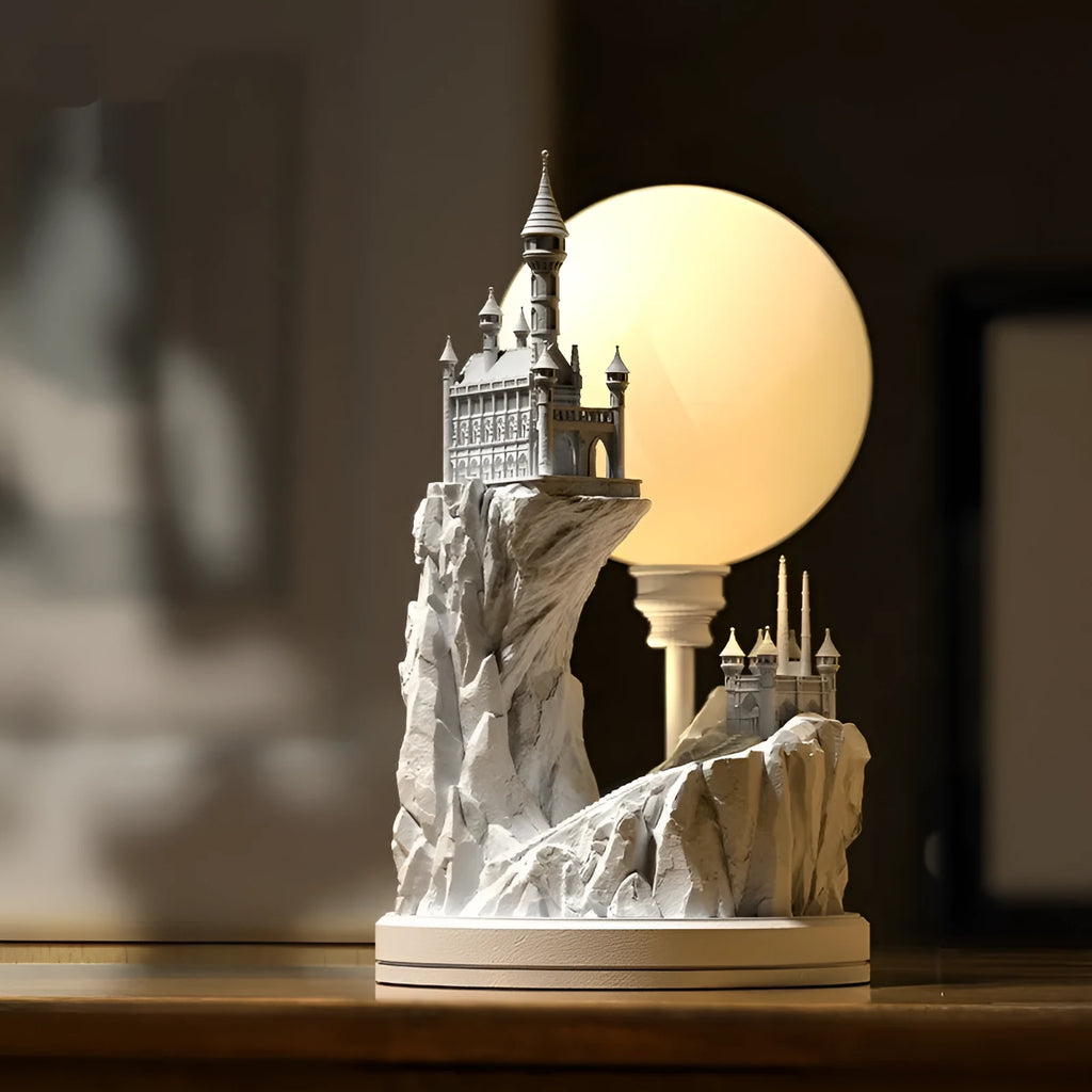 White composite gypsum table lamp with plug-in cord and wire control switch for bedroom night light