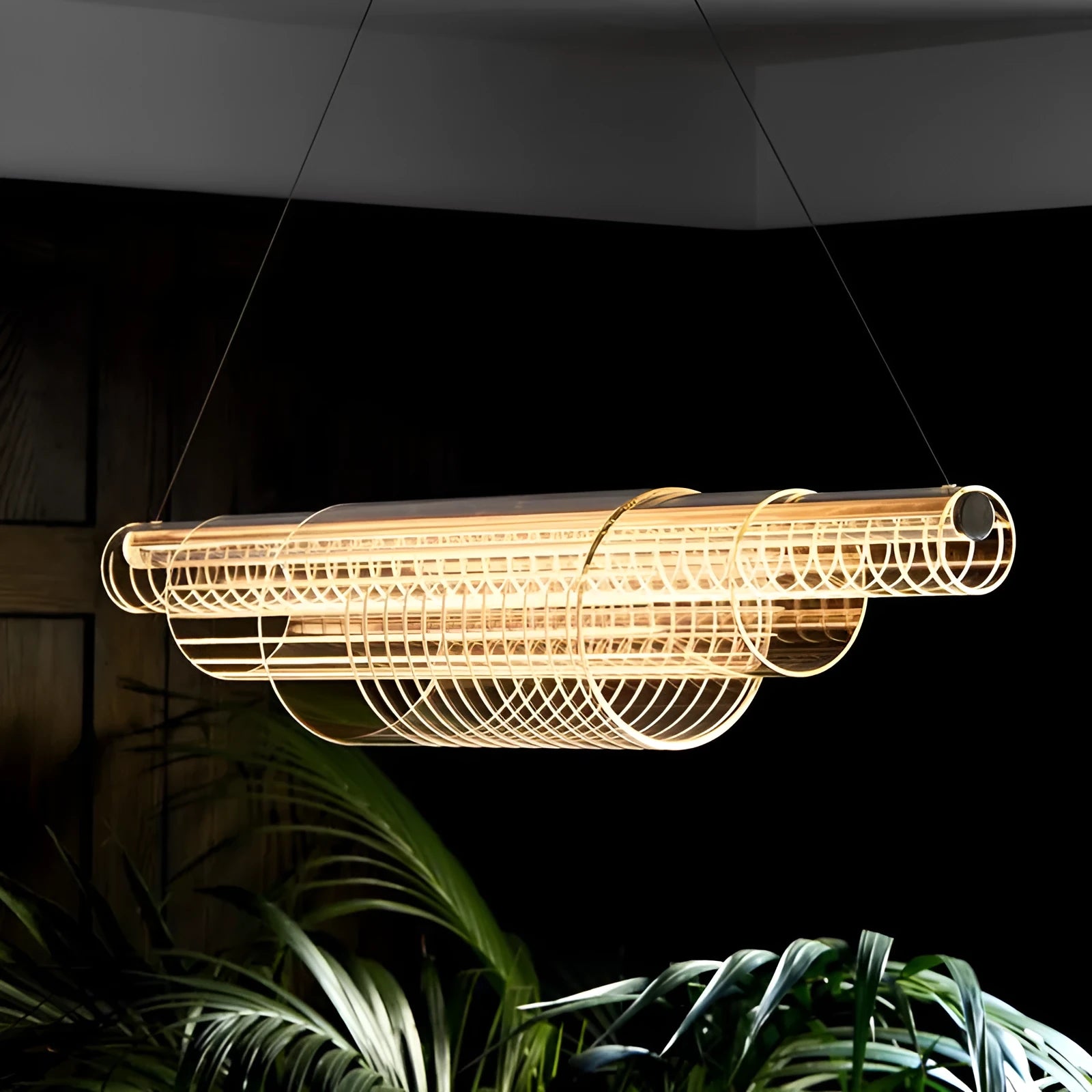 Minimalist modern glass pendant lamp with iron body for restaurant lighting